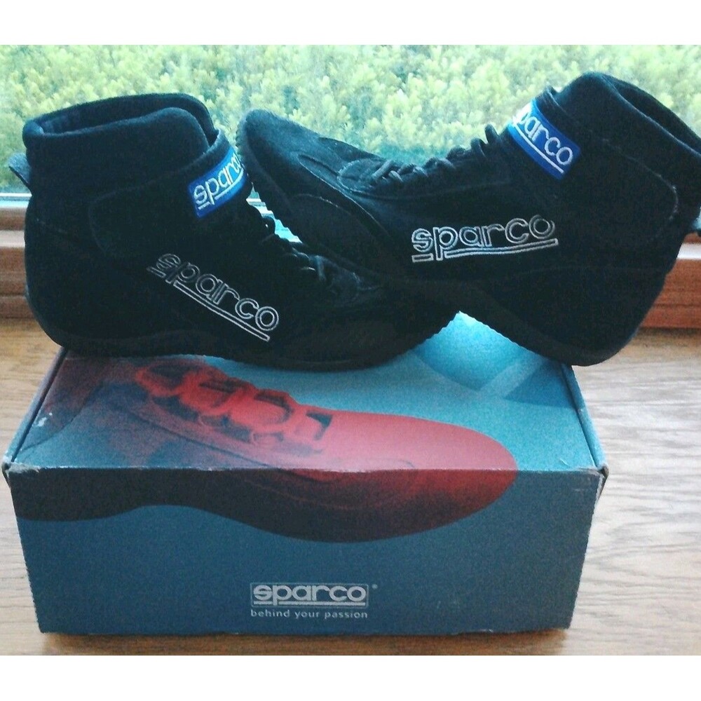 Sparco Race 2 SFI 3.3/5 Racing Shoes | Men's US Size 10 (EU 43) | Black Suede